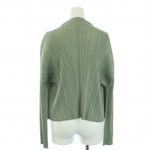 PLEATS PLEASE ISSEY MIYAKE イッセイミヤケ カーディガン トッパー プリーツ 長袖 3 L 緑