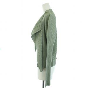 PLEATS PLEASE ISSEY MIYAKE イッセイミヤケ カーディガン トッパー プリーツ 長袖 3 L 緑