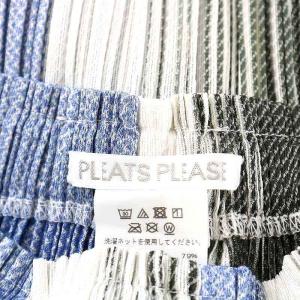 PLEATS PLEASE ISSEY MIYAKE PP91-JF743 19SS ワイドイージーパンツ ストライプ 2 黒 白 青
