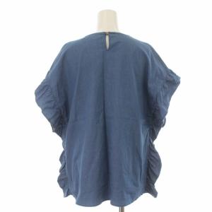 leur logette ブラウス シャツ フリル プルオーバー フレンチスリーブ 1 S インディゴ 03432