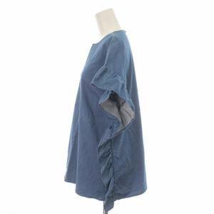 leur logette ブラウス シャツ フリル プルオーバー フレンチスリーブ 1 S インディゴ 03432