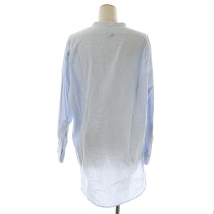 MARGARET HOWELL 19SS ブラウス シャツ 長袖 チュニック バンドカラー 麻混 リネン混 2 M 水色 ライトブルー