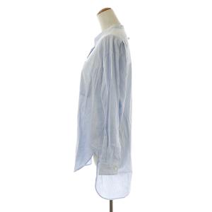 MARGARET HOWELL 19SS ブラウス シャツ 長袖 チュニック バンドカラー 麻混 リネン混 2 M 水色 ライトブルー