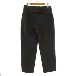 MARGARET HOWELL 20SS セミワイドパンツ タック バックベルト 麻混 リネン混 3 L ストライプ グレー 黒 ブラック
