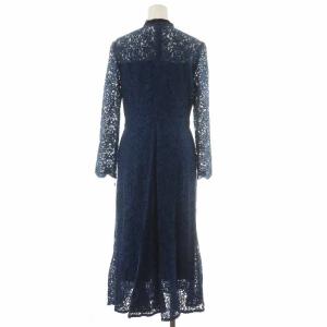 CELFORD ワンピース 長袖 エンブロイダリーレース ロング ミモレ 38 M 青 ブルー