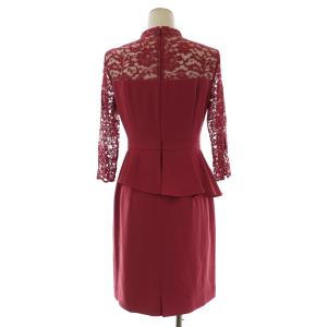 Diagram GRACE CONTINENTAL ペプラムドレープワンピース ひざ丈 ハイネック 七分袖 レース切替 36 S ピンク 19335075