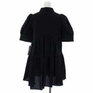 CELFORD 22AW スカラップティアードブラウス シャツ 半袖 パフスリーブ 36 S 黒 ブラック