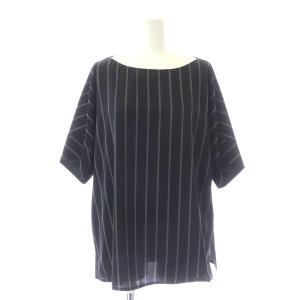 Leilian ブラウス カットソー 半袖 フレンチスリーブ ボートネック ストライプ 大きいサイズ 13+ XXL 黒 ブラック 茶 ブラウン