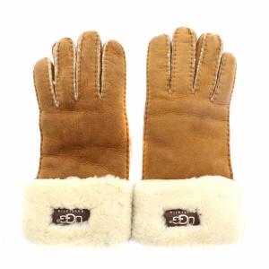 UGG australia 手袋 グローブ ムートン スエード ボア M 茶 ブラウン