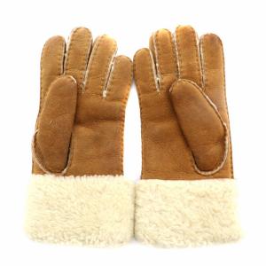 UGG australia 手袋 グローブ ムートン スエード ボア M 茶 ブラウン