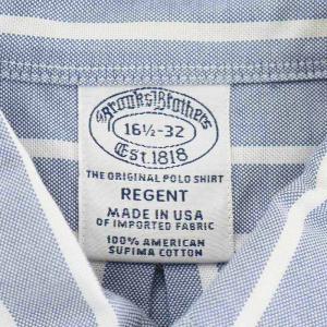 Brooks Brothers REGENT USA製 ボタンダウンシャツ 長袖 ストライプ 16.5-32 L 青 ブルー 白 ホワイト