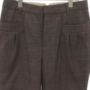 MUVEIL パンツ スラックス グレンチェック ウール 38 M 茶 ブラウン