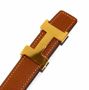 HERMES 2018年製 コンスタンス リバーシブル レザーベルト ゴールド金具 85 茶 黒 C刻印