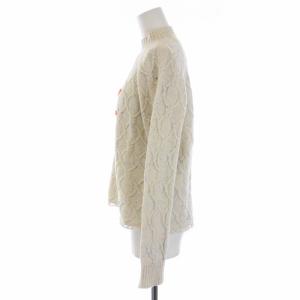 MAX&CO. 近年モデル ニット セーター 長袖 ハイネック 花柄刺繍 ウール ナイロン S アイボリー