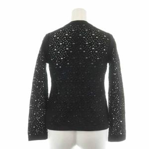 René カメリアボタン カーディガン 長袖 レース 34 S 黒 ブラック