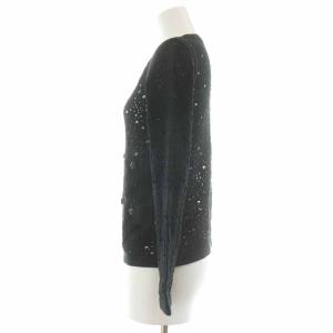 René カメリアボタン カーディガン 長袖 レース 34 S 黒 ブラック