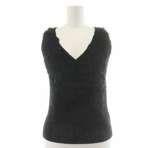 WHITE LABEL タンクトップ プリーツ フリル 2 M 黒 ブラック