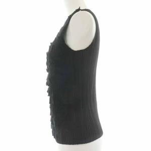 ISSEY MIYAKE WHITE LABEL タンクトップ プリーツ フリル 2 M 黒 ブラック