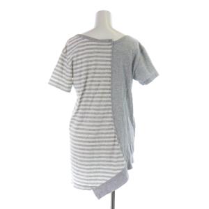 Y's ヨウジヤマモト Tシャツ カットソー 半袖 ボーダー 切替 変形 2 M グレー 白 ホワイト