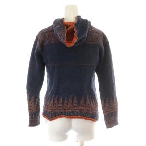 KAPITAL パーカー フード プルオーバー ウール M オレンジ 紺 ネイビー