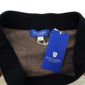 BLUE LABEL CRESTBRIDGE チェックウールニットジャガードスカート ひざ丈 タイト イージー タグ付き ウール 38 M 紺 ネイビー 赤 レッド