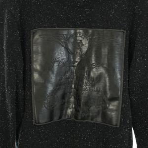 DIESEL スウェット トレーナー クルーネック 長袖 レザーパッチ S 黒 ブラック