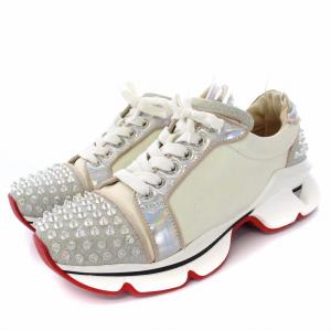 Christian Louboutin スパイク スニーカー シューズ レザー スタッズ 39.5 24.5cm アイボリー