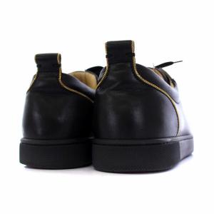 Christian Louboutin レザー スパイク スニーカー シューズ スタッズ チェーン 37.5 24.5cm 黒 ブラック