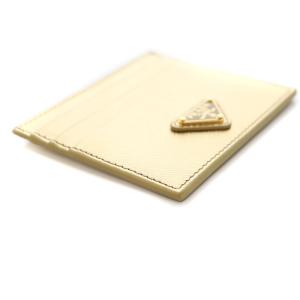 PRADA カードケース 名刺入れ 三角プレート レザー ゴールド OH