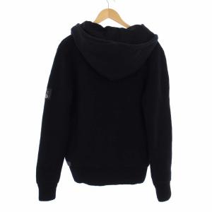 DIESEL ジップアップパーカー ニット スウェット 切替 長袖 ワッペン L 黒 ブラック