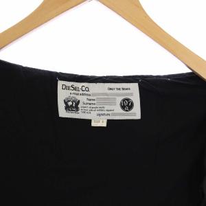 DIESEL ジップアップパーカー ニット スウェット 切替 長袖 ワッペン L 黒 ブラック