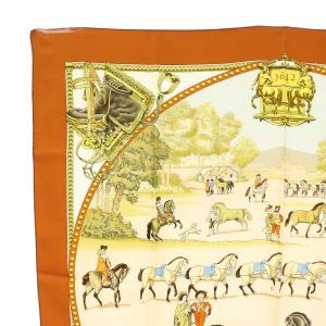 HERMES カレ90  PRESENTATION DE CHEVAVX 馬のプレゼンテーション スカーフ 大判 絹 シルク アイボリー