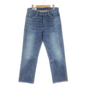 デニムパンツ ジーンズ ダメージ加工 ウォッシュ加工 ジップフライ ロゴ刺繍 28 L 青 ブルー