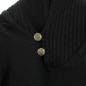 1PIU1UGUALE3 ニット セーター ショールカラー シルバーボタン SVR925 ウール 4 M 黒 ブラック