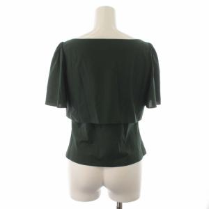 M'S GRACY カットソー Tシャツ リボン フリル フレアスリーブ ボートネック プルオーバー 半袖 38 M 緑 グリーン