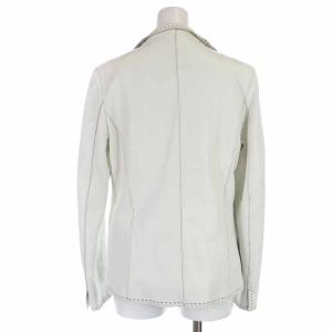 BALMAIN レザージャケット 革ジャン テーラードジャケット シングル シープスキン 羊革 9 M 白 ホワイト