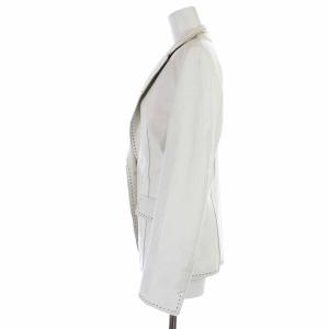 BALMAIN レザージャケット 革ジャン テーラードジャケット シングル シープスキン 羊革 9 M 白 ホワイト