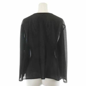 Leilian メッシュ カーディガン 長袖 ビジュー装飾 17 3XL 黒 ブラック