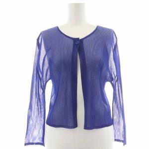 イッセイミヤケ メッシュ カーディガン シアー 長袖 3 L 青 ブルー