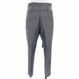 BRUNELLO CUCINELLI ハイウエストパンツ クロップド丈 リネン混 ベルト ヘリンボーン 36 グレー