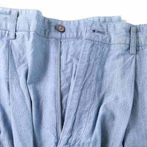 ISSEY MIYAKE ストレートパンツ ロング コットン S?M 青 ブルー