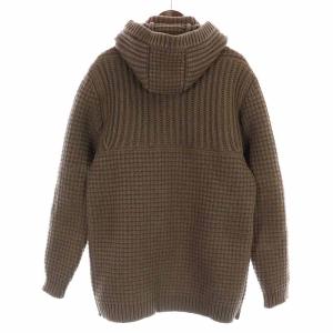 Bark ダッフルコート ニットコート ミドル丈 ハイネック ウール フード ポケット M 茶 ブラウン