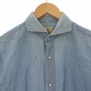 GUY ROVER シャツ カジュアルシャツ ラウンドカラー 長袖 M インディゴ