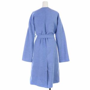 POLO RALPH LAUREN ノーカラーコート ロング ウール リボン XXS 青 ブルー