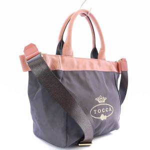 TOCCA 21SS ショルダーバッグ トートバッグ ハンドバッグ 2way ロゴ ナイロン グレー ピンク