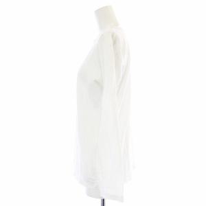 agnes b. Tシャツ カットソー ロンT 長袖 クルーネック ロゴプリント コットン 2 M 白 ホワイト