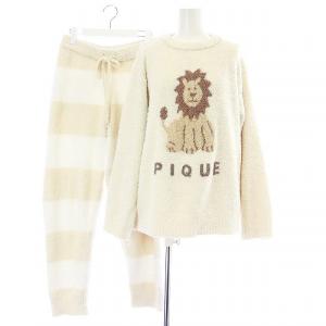gelato pique 22SS ルームウェア ナイトウェア パジャマ 上下 プルオーバー イージーパンツ 長袖 イラスト もこもこ ボーダー F