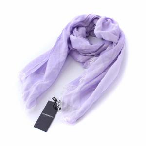 ストール ショール フリンジ 総柄 紫 ラベンダー タグ付き