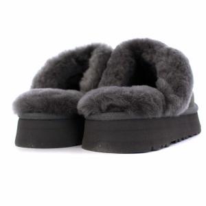 UGG australia DISQUETTE ディスケット ムートン サンダル スリッパ フラット US8 25cm グレー 1122550