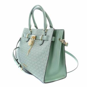 MICHAEL KORS HAMILTON サッチェル ミディアム トートバッグ ショルダーバッグ 2way ロゴ シーグリーンマルチ 35F1GHMS2B8073